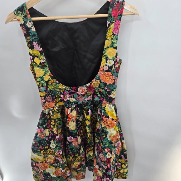 Zara Basic Black Floral Butterfly Fit and Flare Sleeveless Mini Dress Size Small - Picture 8 of 13